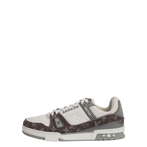 Mixed Material LV Trainer Sneakers White/Grey, view 2
