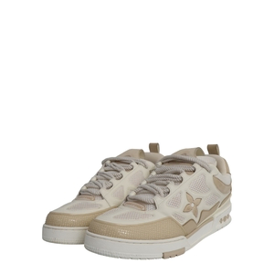 Mixed Material LV Skate Sneakers Beige/White