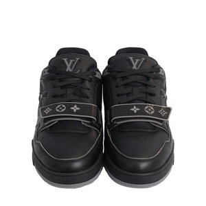 Leather LV Trainer Sneakers Black, view 3