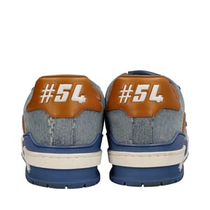 Mixed Material 3D Damier LV Trainer Sneakers Denim, view 4