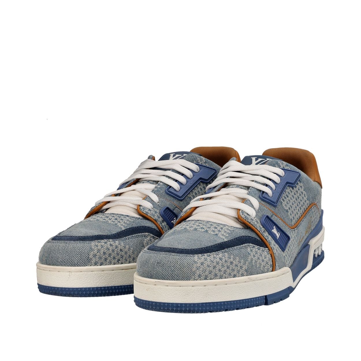 Mixed Material 3D Damier LV Trainer Sneakers Denim