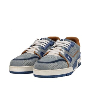 Mixed Material 3D Damier LV Trainer Sneakers Denim
