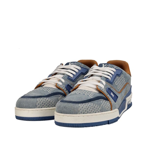 Mixed Material 3D Damier LV Trainer Sneakers Denim
