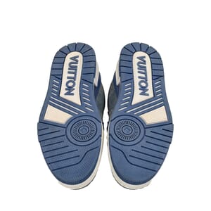 Mixed Material 3D Damier LV Trainer Sneakers Denim, view 5
