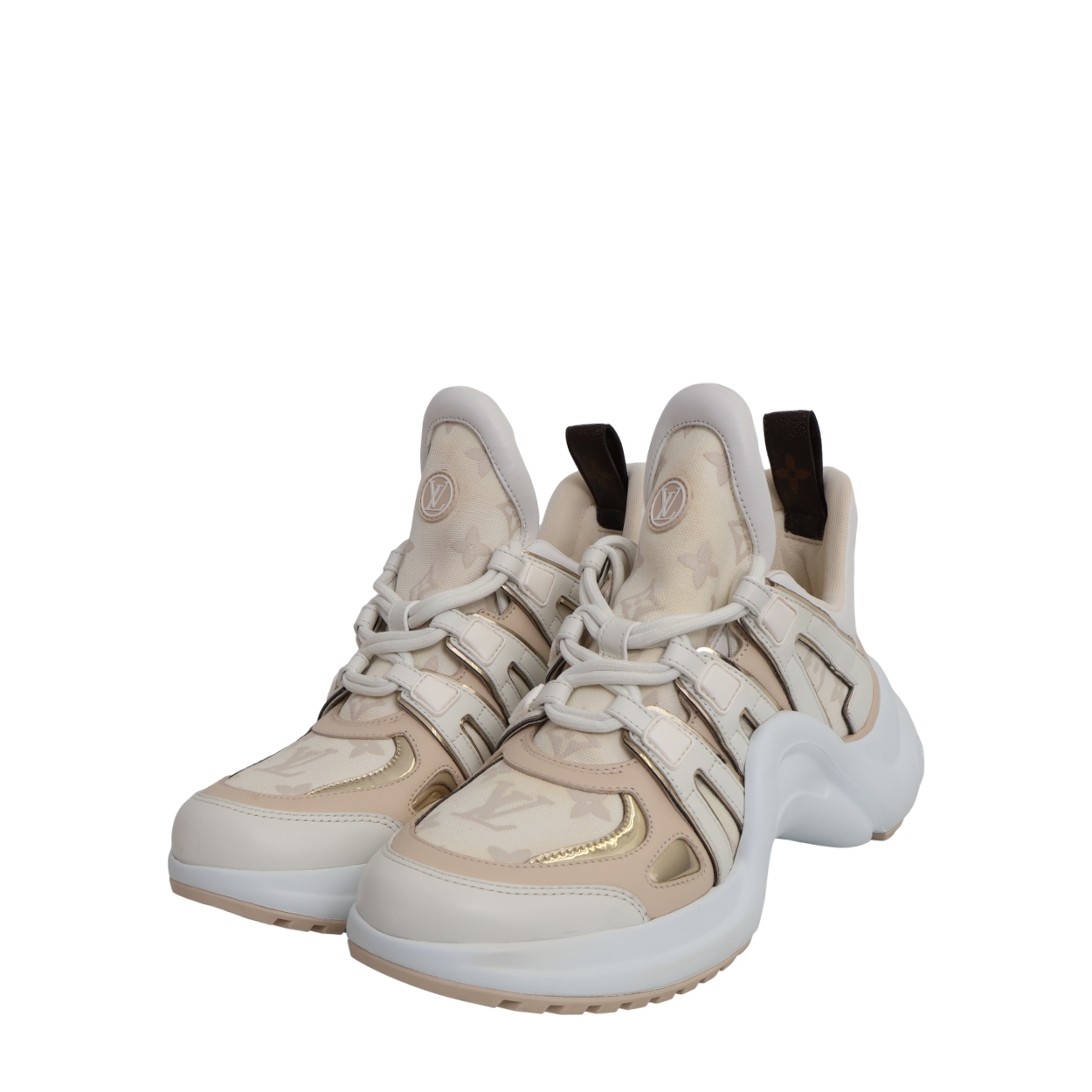 Mixed Material Archlight Sneakers Beige/White