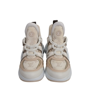 Mixed Material Archlight Sneakers Beige/White, view 3