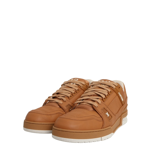 Mixed Material LV Trainer Sneakers Cognac