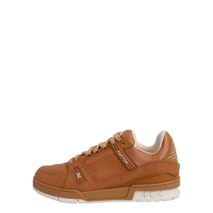 Mixed Material LV Trainer Sneakers Cognac, view 2