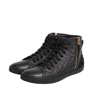 Leather/Suede LV Embossed Punchy High Top Sneakers Black