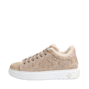 Suede/Shearling Time Out Sneakers Beige, view 4