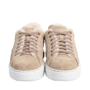 Suede/Shearling Time Out Sneakers Beige, view 2