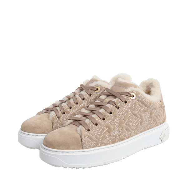 Suede/Shearling Time Out Sneakers Beige