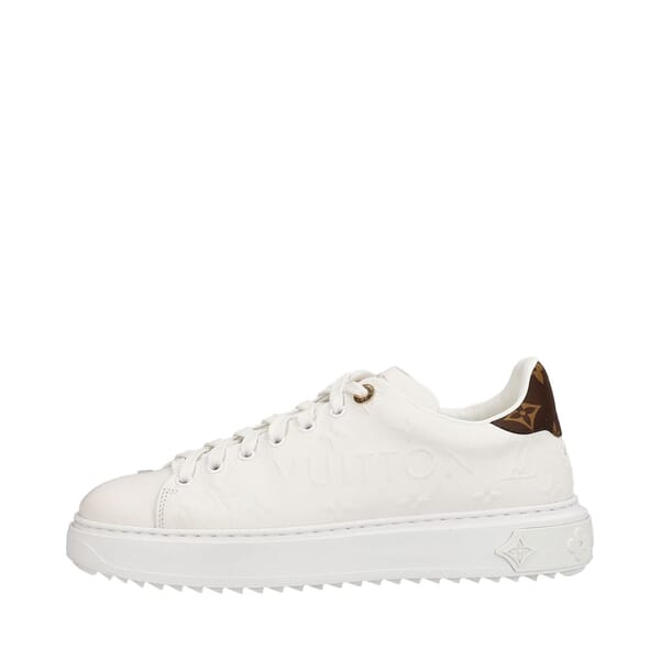 Leather LV Embossed Time Out Sneakers White