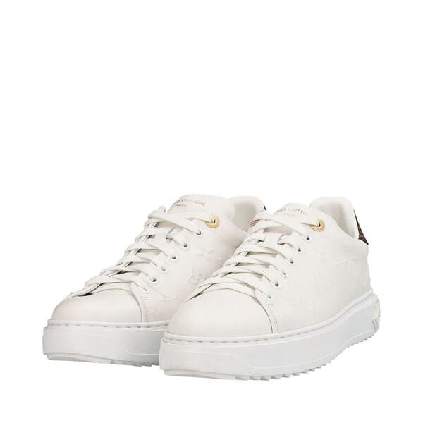 Leather LV Embossed Time Out Sneakers White