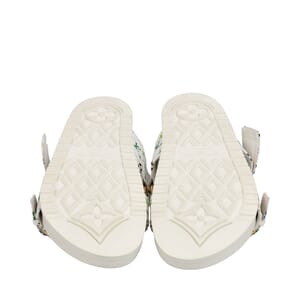 x Murakami Multicolor Bom Dia Flat Comfort Mules White, view 5