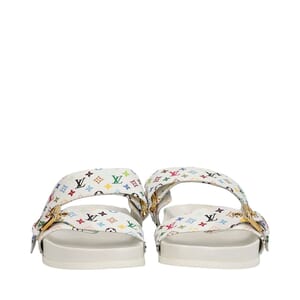 x Murakami Multicolor Bom Dia Flat Comfort Mules White, view 3