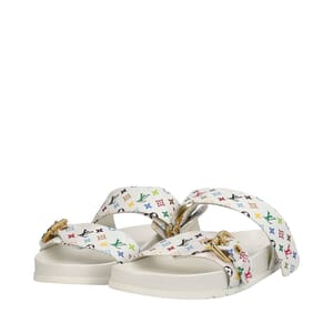 x Murakami Multicolor Bom Dia Flat Comfort Mules White