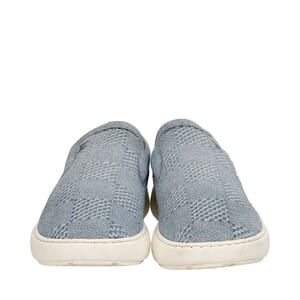 Knit Damier Pacific Slip-On Sneakers Blue, view 3