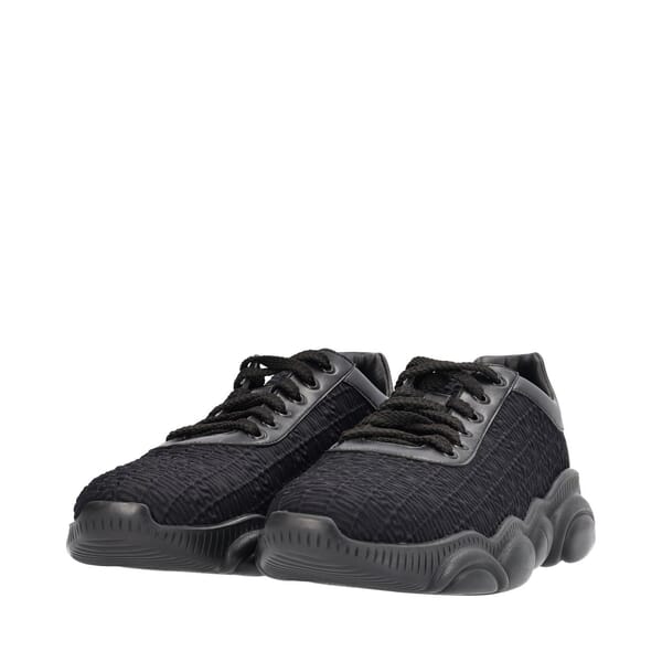 Nylon Logo Teddy Sneakers Black