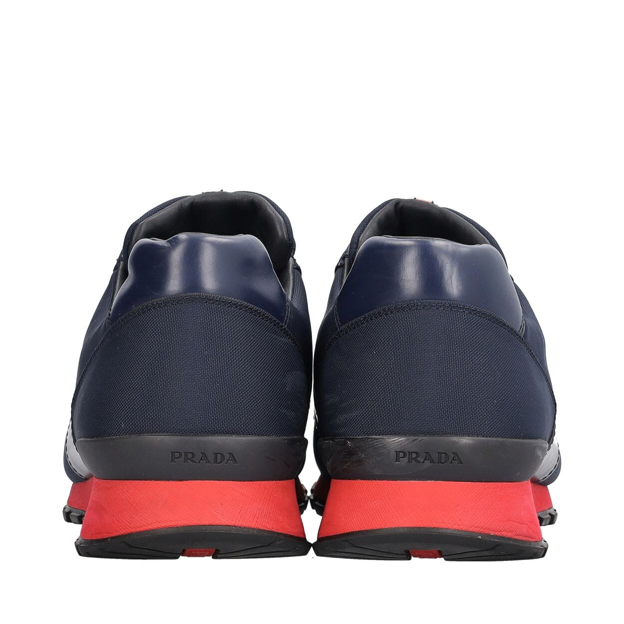 PRADA Leather/Nylon Runner Sneakers Navy/Red | Luxity