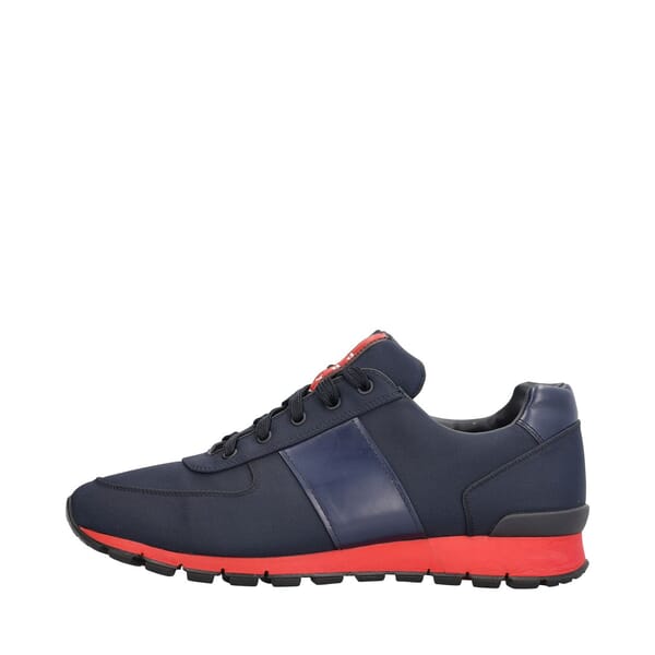 Leather/Nylon Runner Sneakers Navy/Red