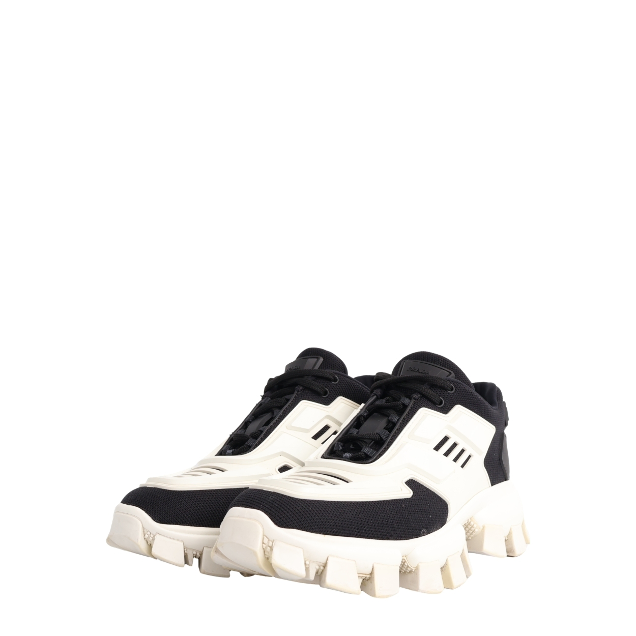 PRADA Rubber/Mesh Cloudbust Thunder Sneakers Black/White | Luxity PRADA Rubber/Mesh Cloudbust Thunder Sneakers Black/White | Luxity