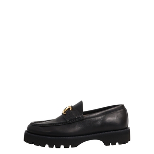Leather V Logo Loafers Black, view 2