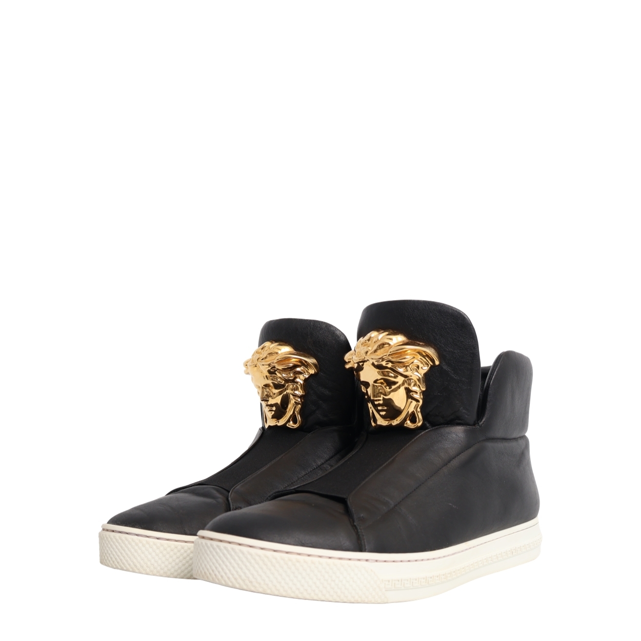 Leather Palazzo High Top Sneakers Black
