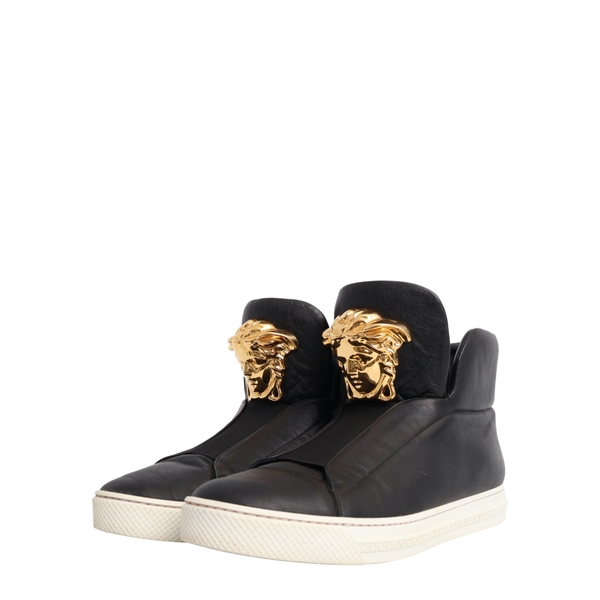 Leather Palazzo High Top Sneakers Black