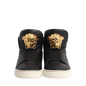 Leather Palazzo High Top Sneakers Black, view 3