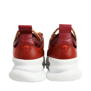 Mixed Material Barocco Chain Reaction Sneakers Burgundy, view 4