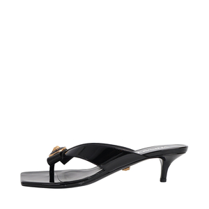 Patent/Satin Medusa Thong Mules Black, view 3