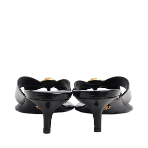 Patent/Satin Medusa Thong Mules Black, view 4