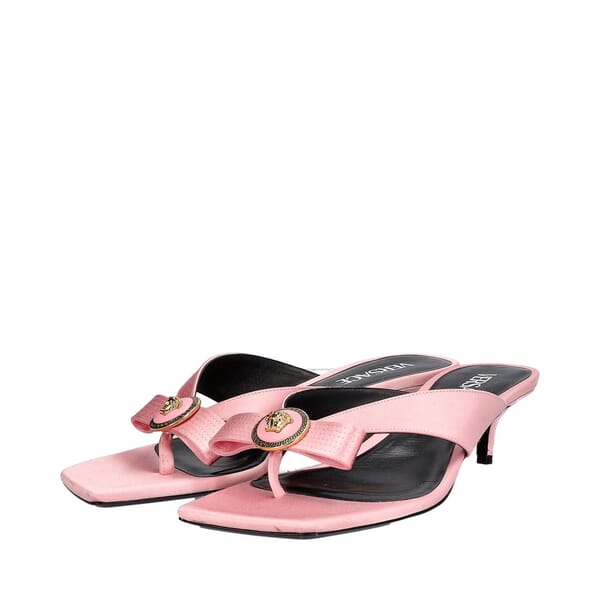 Satin Medusa Thong Mules Pink