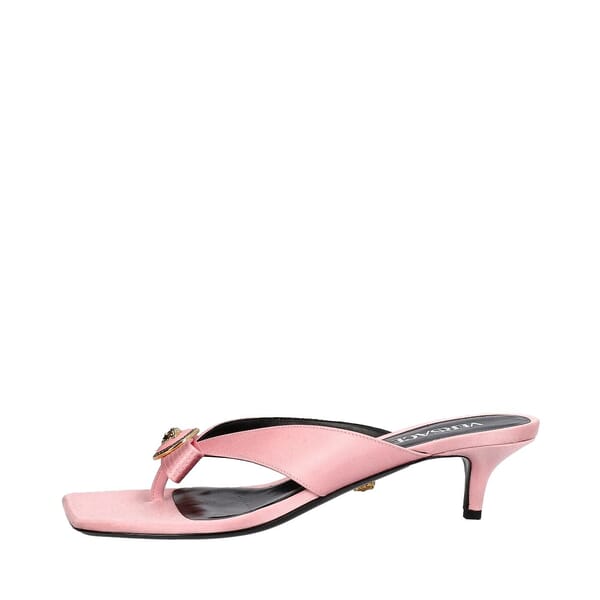 Satin Medusa Thong Mules Pink