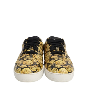 Leather Medusa Sneakers Black/Yellow, view 4