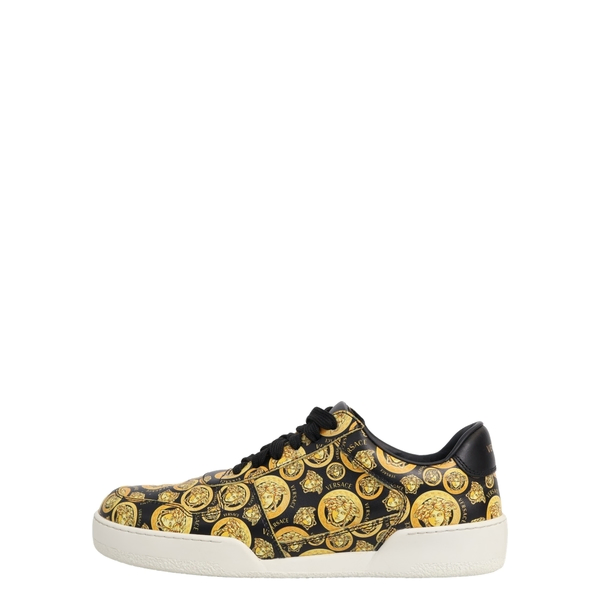 Leather Medusa Sneakers Black/Yellow