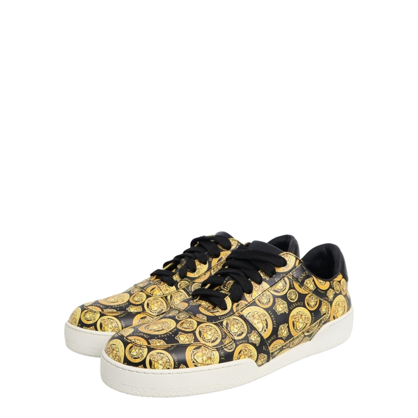 Leather Medusa Sneakers Black/Yellow