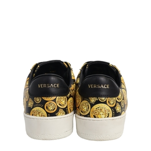 Leather Medusa Sneakers Black/Yellow, view 3