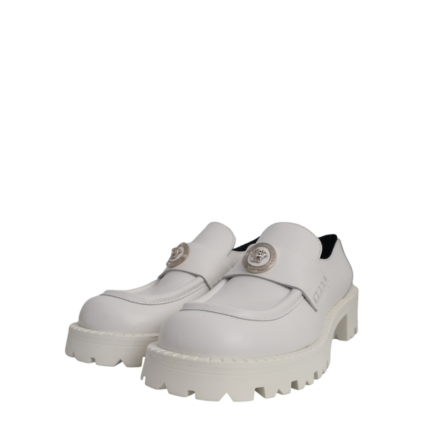 Leather Platform Loafers White