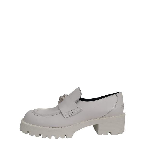 Leather Platform Loafers White