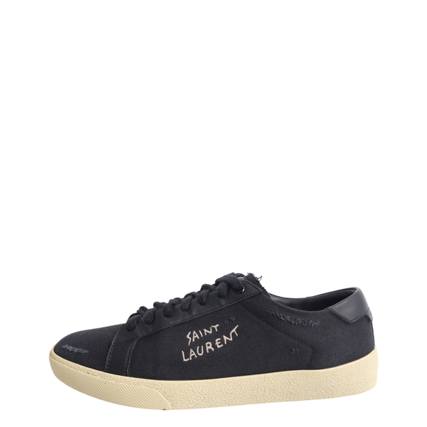 Canvas Distressed Court Sneakers Black