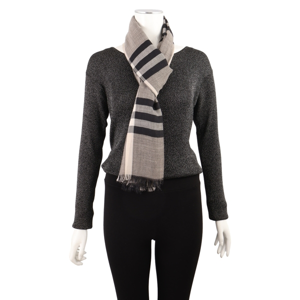 Linen Check Scarf Beige/Black