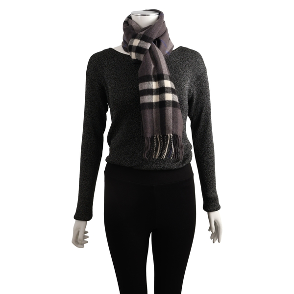 Cashmere Check Scarf Grey