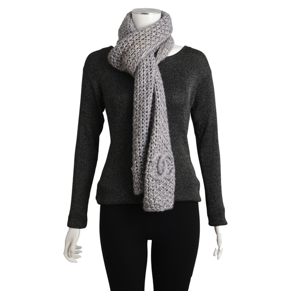 Silk/Cashmere Knit Scarf Grey