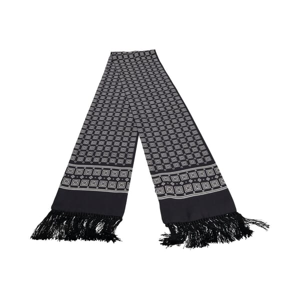 Silk Fringe Scarf Black/White