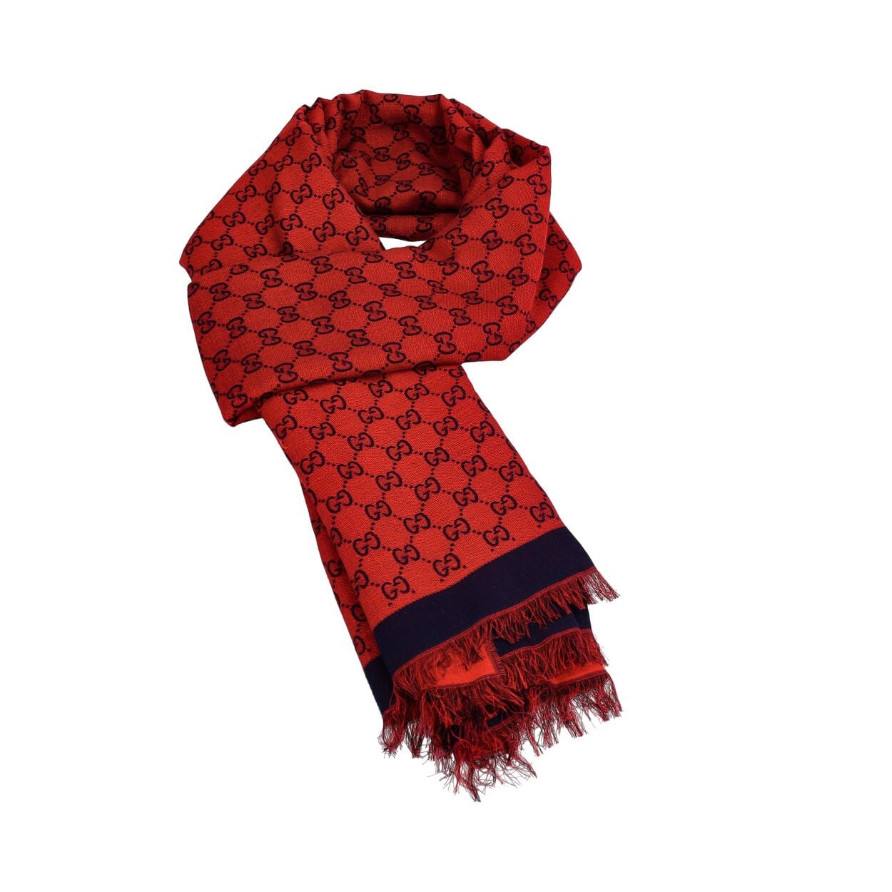 Cotton GG Scarf Red/Blue