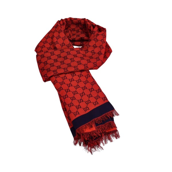 Cotton GG Scarf Red/Blue