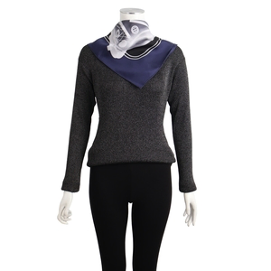Silk Please Check In Scarf Navy/Black, view 3