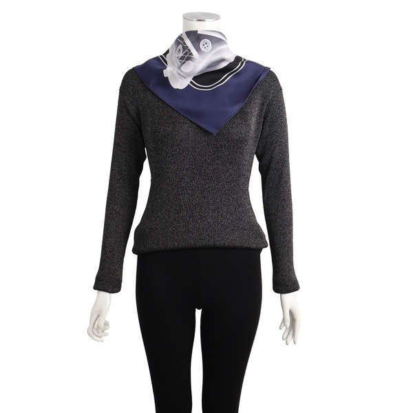 Silk Please Check In Scarf Navy/Black